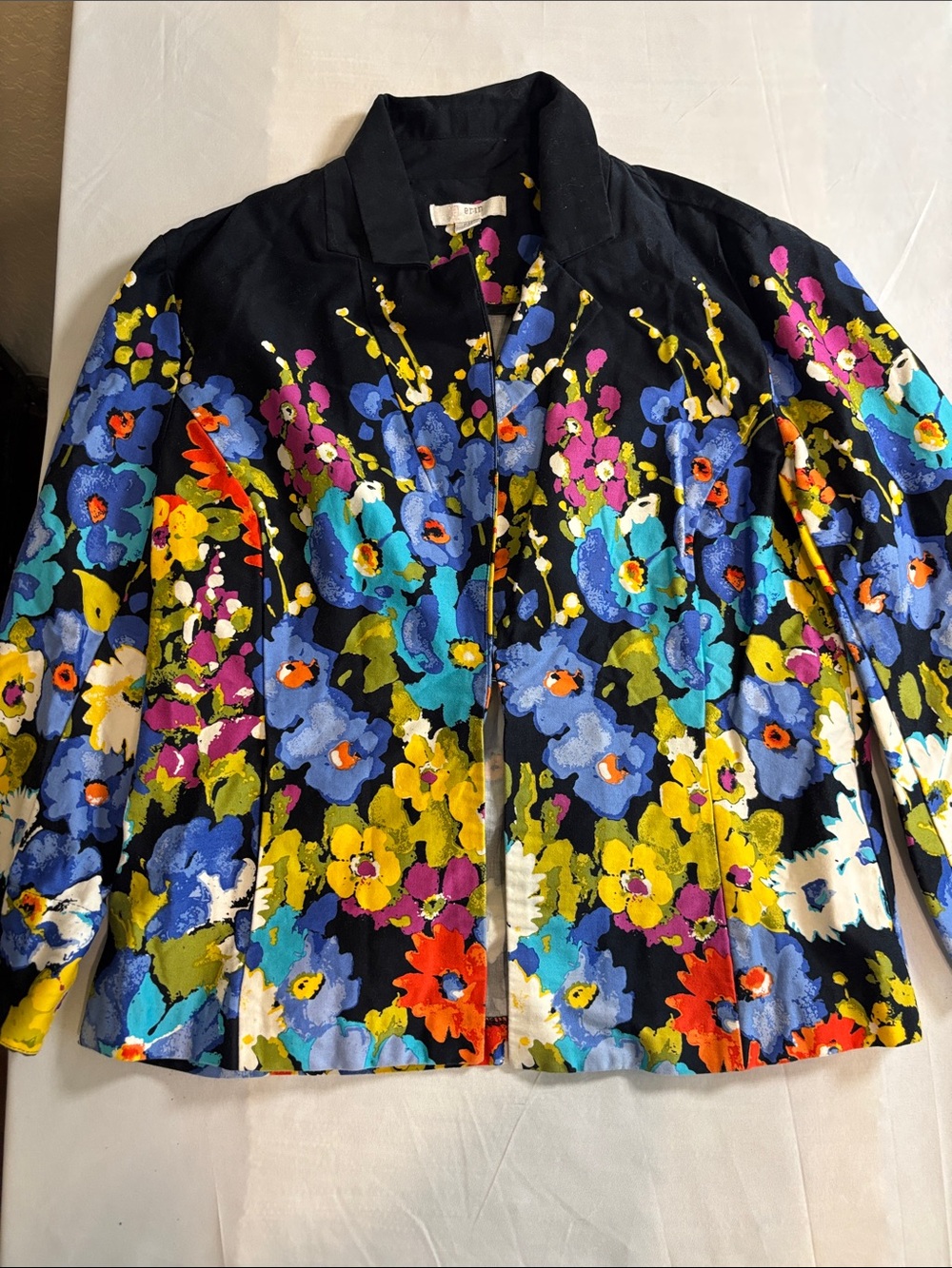 Erin london Black Floral Blazer with Multicolor Blooms